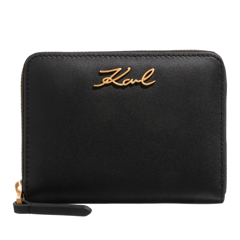 Karl Lagerfeld Portemonnaie mit Zip-Around-Reißverschluss K/Signature Md Z/A Wallet Gp Black/Gold