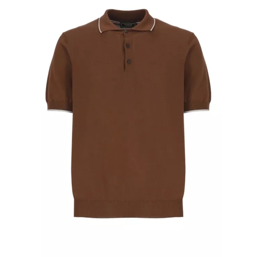 Peserico Brown Cotton Threebuttons Polo Shirt Brown 