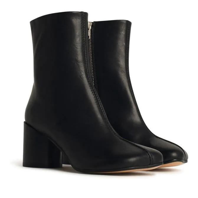 MM6 Maison Margiela Stiefel - Black Leather Ankle Boots - Gr. 38 (EU) - in Schwarz - für Damen