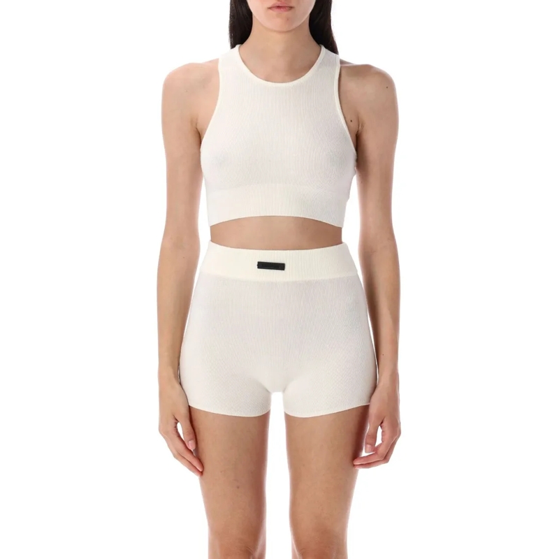 FEAR OF GOD Blouse Cropped Top With Distinct Leather Detail White
