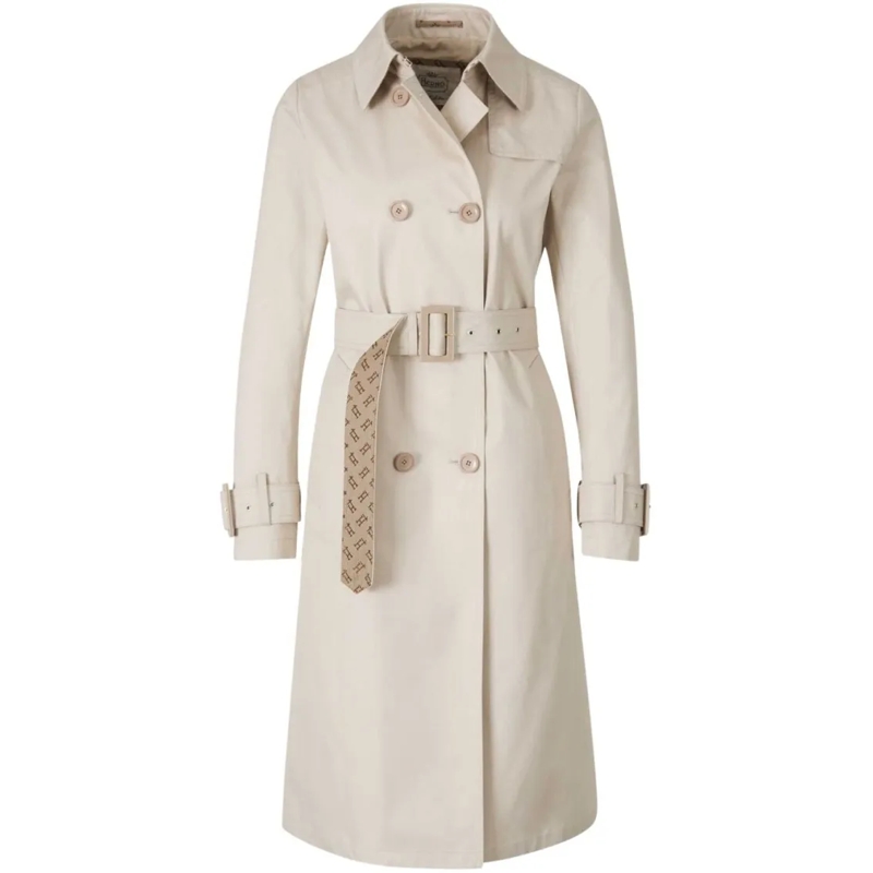 Herno Manteaux de tanche Double-Breasted Light Beige Herno Coat With Belted Neutrals