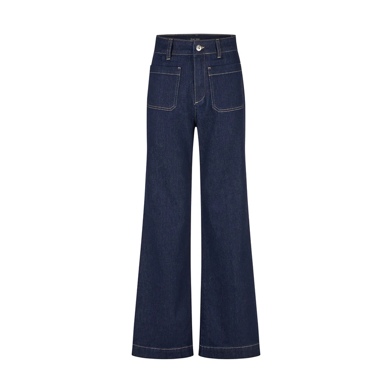 Marc Aurel Ausgestellte Jeans Jeans- aufgesetzte Taschen- veganes Lederlabel  blau