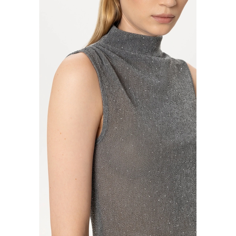 Luisa Cerano Top Glanz-Turtleneck-Top heather grey(Image 5)