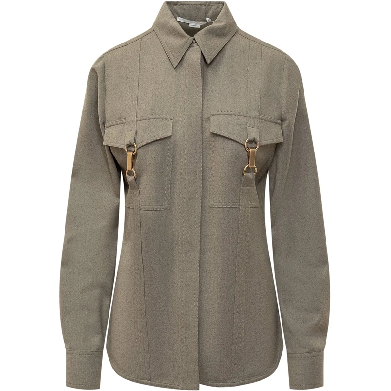 Stella McCartney Chemisier Camicia con Fibbie taupe