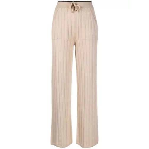 Lorena Antoniazzi Straight-Leg Ribbed-Knit Trousers Neutrals 