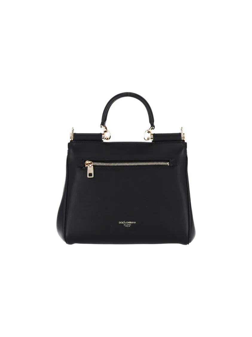 Dolce&Gabbana Crossbody bags Structured Black Calfskin Leather Handbag in zwart