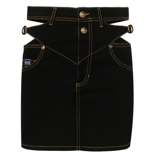 Versace Jeans Couture Mini Skirt With Side Tears Black JeanS Rokken