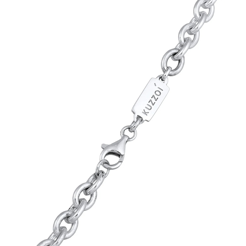 Kuzzoi Mittellange Halskette Halskette Rundanker Modern Elegant Unisex 925 Silb silber(Image 4)
