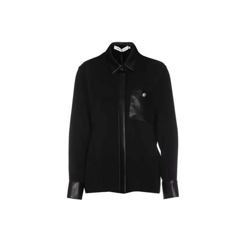 Simona Corsellini Overhemd Silk-Blend Shirt With Leather Accents And Timeless Black