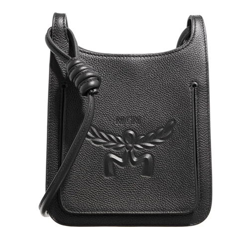 MCM Himmel Leather Hobo Mini  Black Crossbody Bag