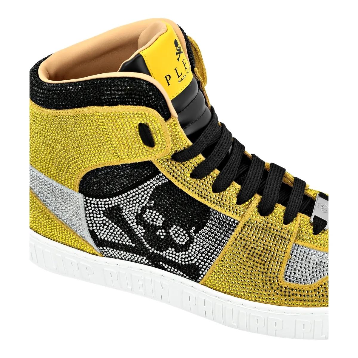 Thumbnail - Philipp Plein Low-Top Sneaker - Hochwertige Turnschuhe Notorious Mit Schmucksteine - Gr. 45 (EU) - in Gelb - für Damen
