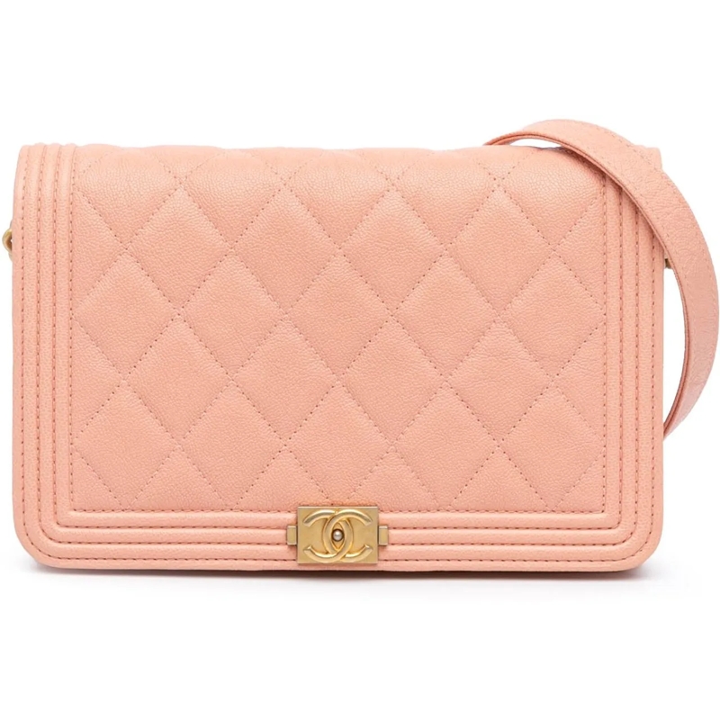 Chanel Sac à bandoulière Quilted Caviar Boy Wallet on Chain rose