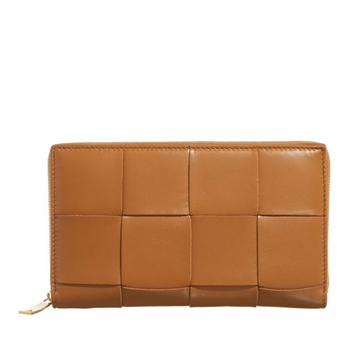 Bottega Veneta Zip Around Wallet Leather Camel Portemonnaie mit Zip-Around-Reißverschluss