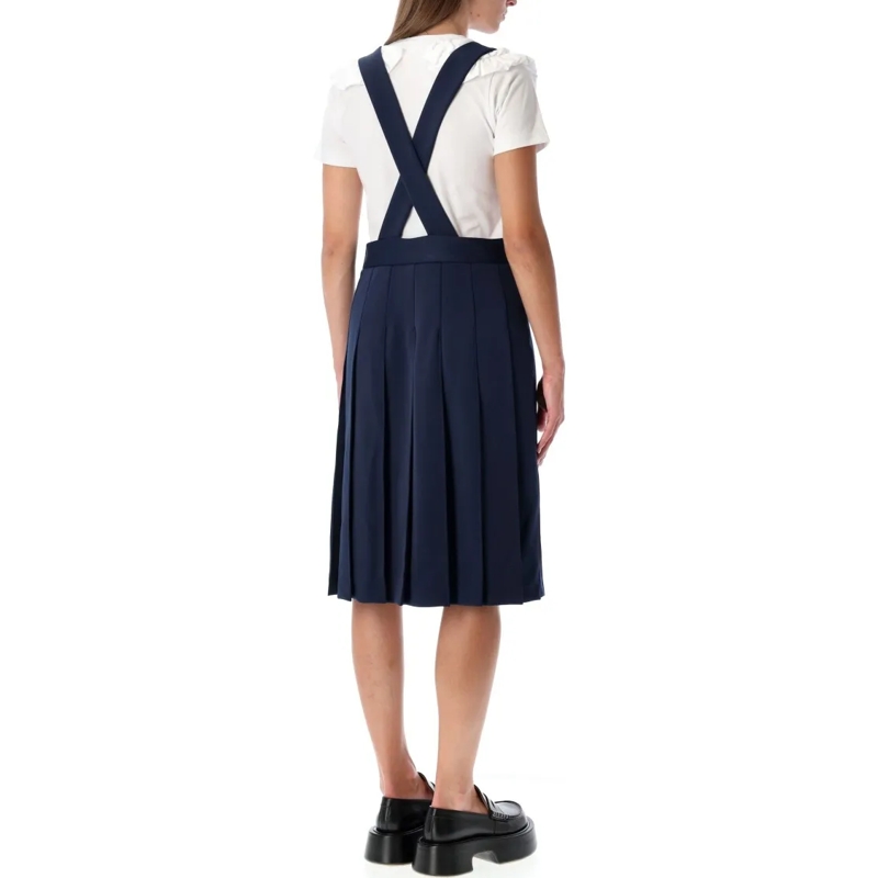 Comme des Garcons Midi-jurk Girl Navy Pleated Suspender Skirt Black