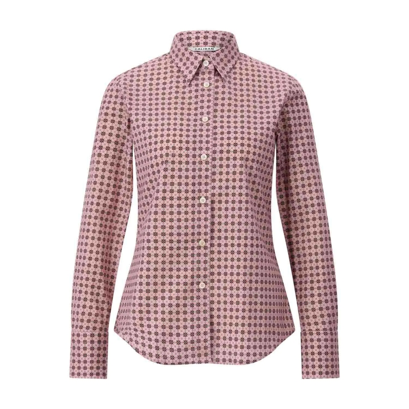 CALIBAN Bluse Hemdbluse mit Muster pink
