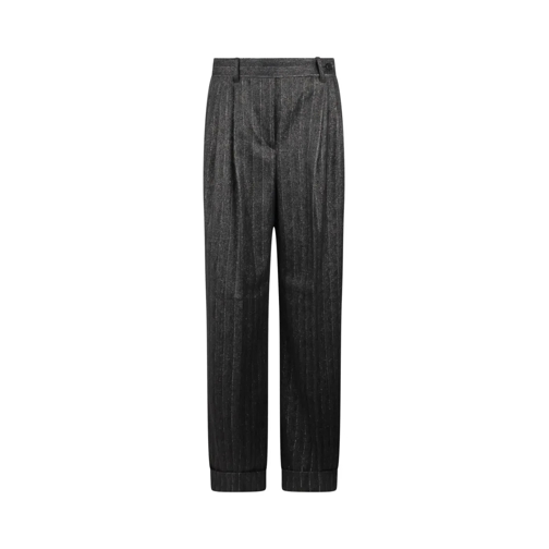 Alberta Ferretti  Pinstriped Palazzo Trousers Grey