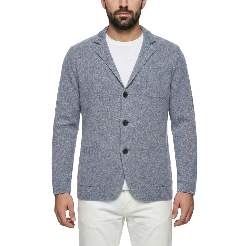 Maurizio Baldassari Colbert Strickjacke mit Seide blau(Image 2)