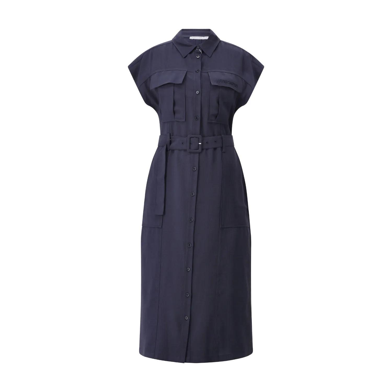 Thumbnail - Patrizia Pepe - Midikleid mit Gürtel - Größe 38 - blau
