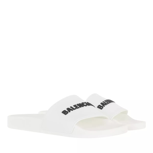 Balenciaga Logo Pool Slides White/Black Slip-in skor