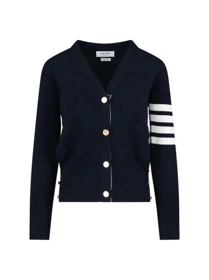 Thumbnail - Thom Browne - Cardigan "4-Bar" – Blue - Größe 42 - blau