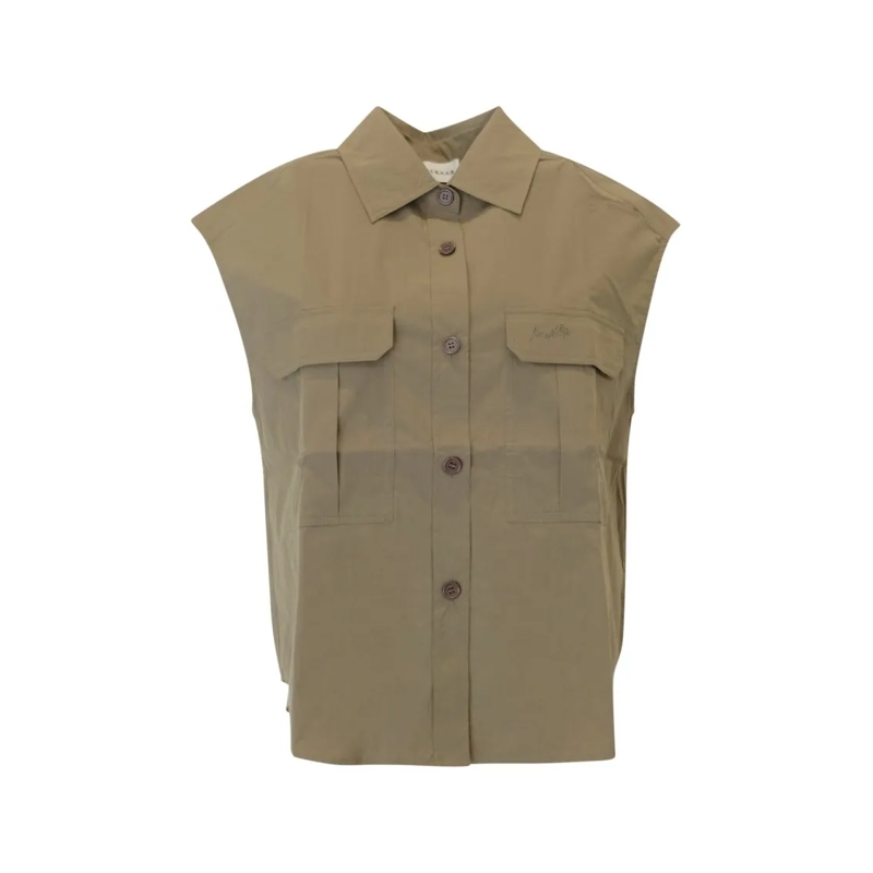 P.A.R.O.S.H. Overhemd Ninja Green Olive Nylon/Cotton Shirt Brown