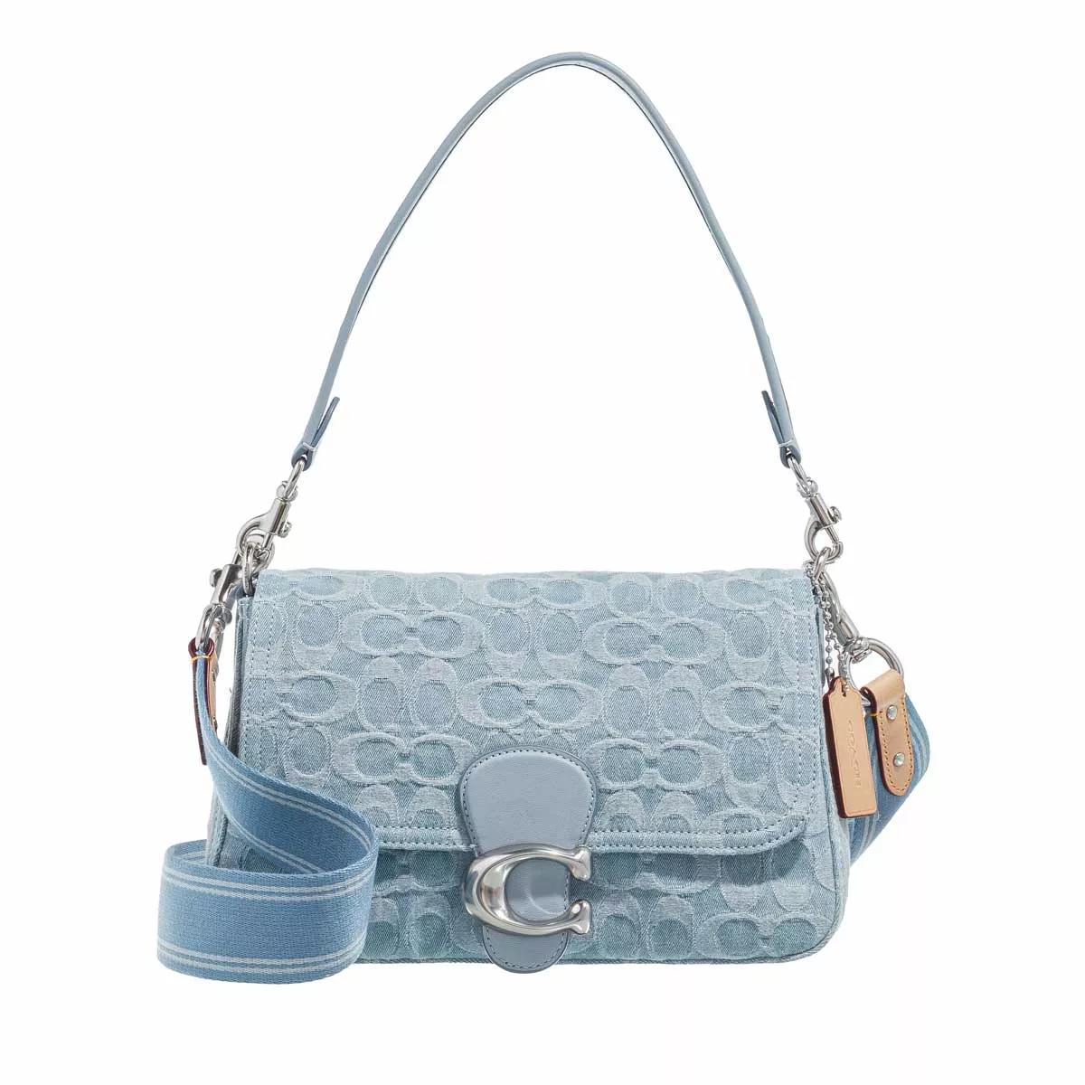 Coach Washed Denim Soft Tabby Shoulder Bag Pale Blue | Axelremsväska