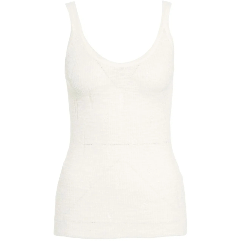 Pinko T-Shirt Tank top with destroyed details weiß