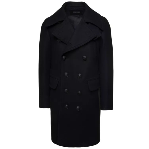 Dsquared2 Black Coat With Double-Breasted Fastening And Bran Black 