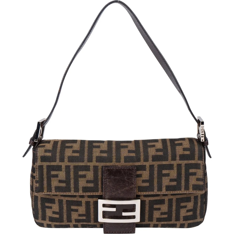 Fendi Schultertasche Fendi FF Monogram Baguette Handbag braun