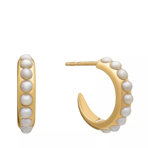 Rachel Jackson London 22K Plated Tapered Studded Pearl Hoop Earrings gold Band