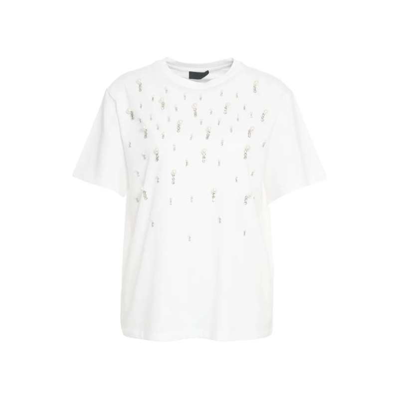 LIU JO T-shirt White T-Shirt With Sparkling Appliqués White