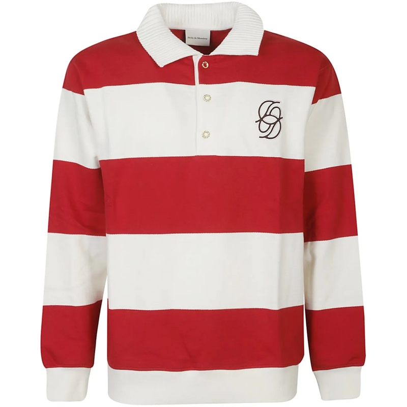 Drôle De Monsieur Polohemd Long Sleeve Striped Polo Shirt Red rot