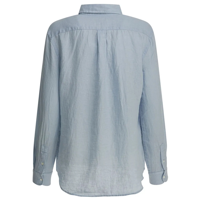 Polo Ralph Lauren Hemd Light Blue Linen Shirt With Classic Collar And Emb Grey(Image 2)