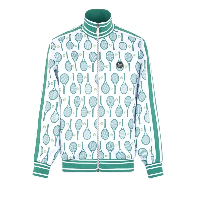 Philipp Plein Daunenjacke Tracksuit Jacket All-Over Tennis weiss