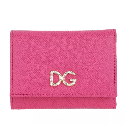 Dolce&Gabbana DG Logo Wallet Leather Rosa Geranio Tri-Fold Portemonnee