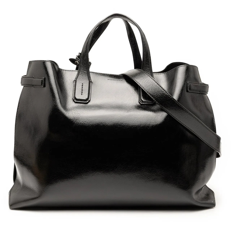 Burberry Sac à bandoulière Large Soft Calfskin Banner Satchel schwarz