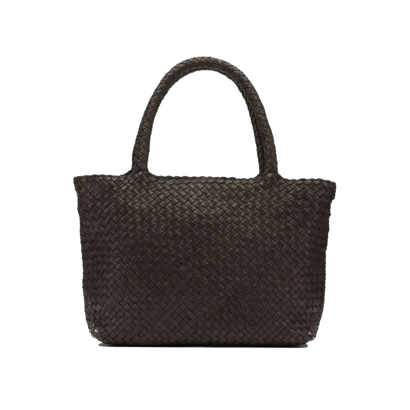 Officine Creative Tote Woven Leather Shoulder Bag Black