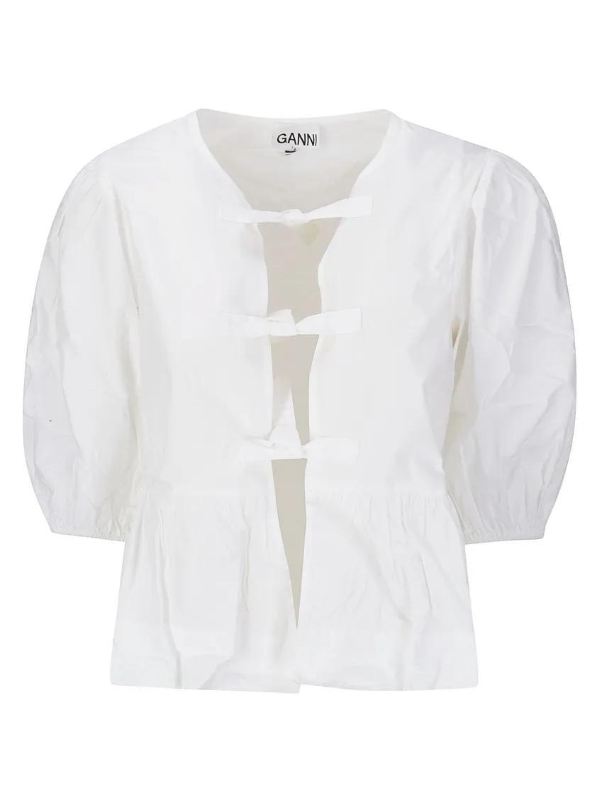 GANNI - White Shirt Balloon Sleeves