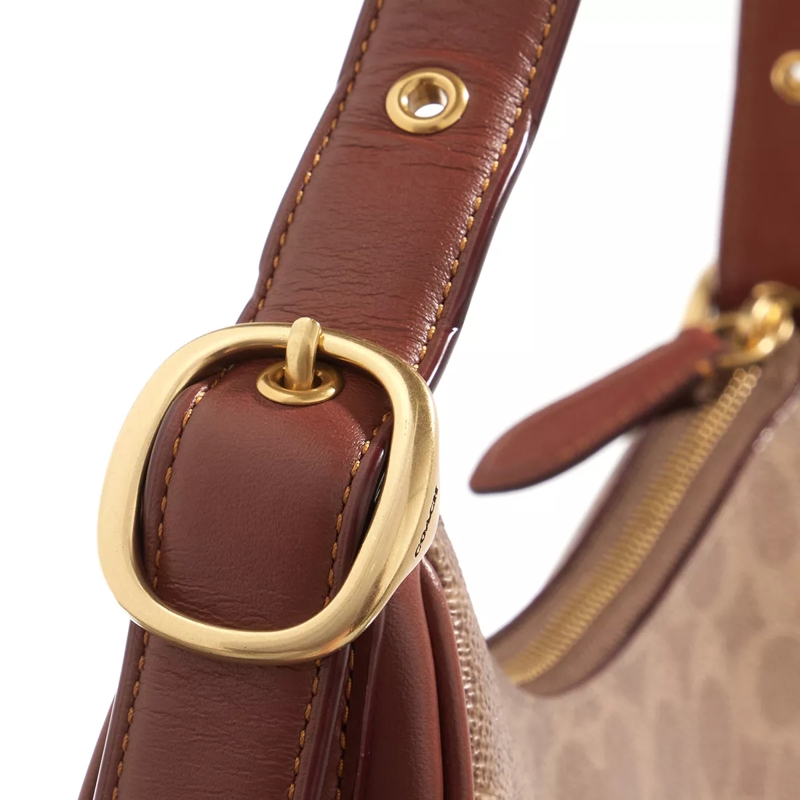 Coach Hobo Bag Coated Canvas Signature Luna Shoulder Bag Tan Rust(Image 4)
