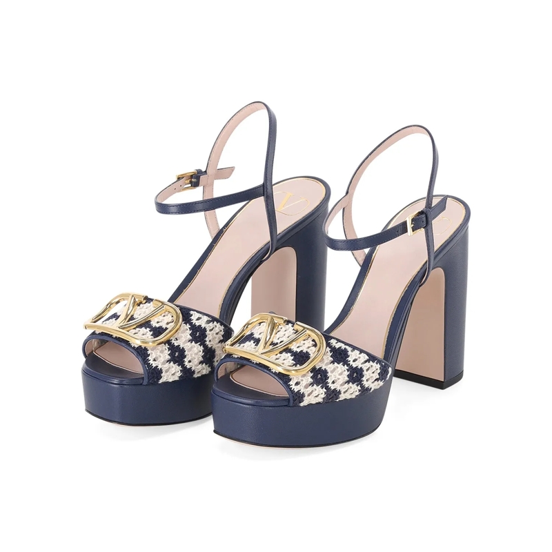 Valentino Garavani Schnürschuhe Plateausandalen mit Logo blau