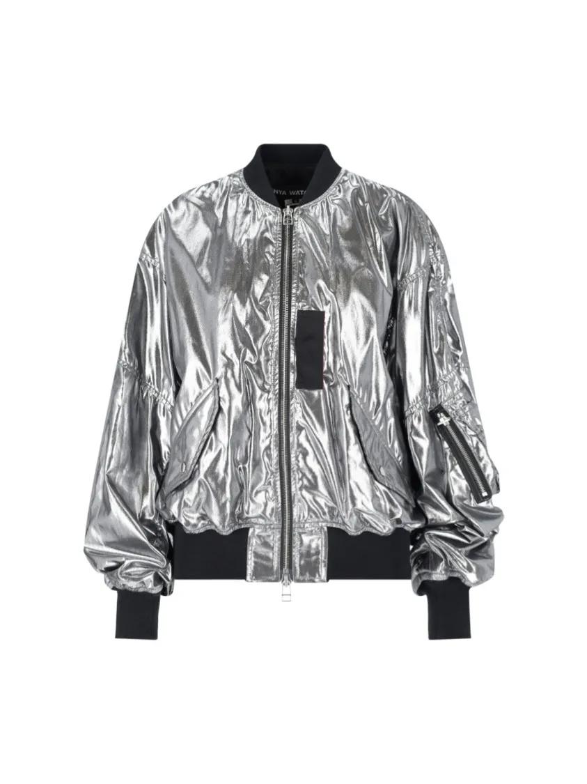Thumbnail - Junya Watanabe - Silver Zip Bomber – Metallic - Größe S - gunmetal