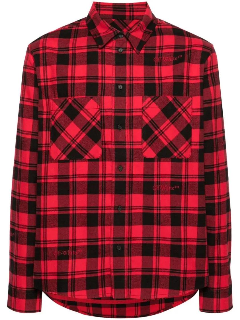 Off-White - Shirt With Checked Print - Größe M - rot