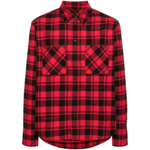 Off-White Shirt With Checked Print Red Hemden