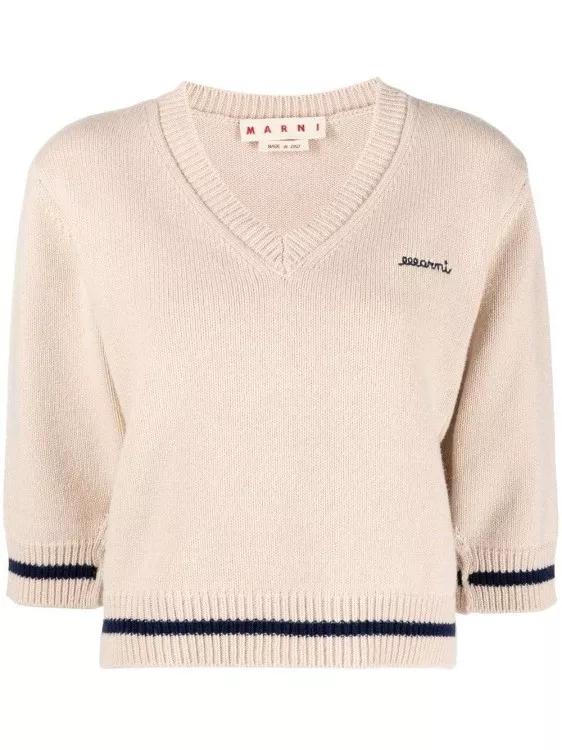 Marni - Llogo-Embroidered V-Neck Jumper - Größe 38 -