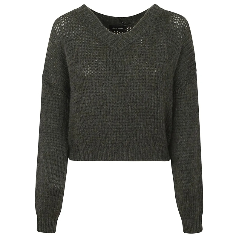 Roberto Collina Pull V-Neck Boxy-Fit Sweater In Luxurious Baby Alpaca B Green