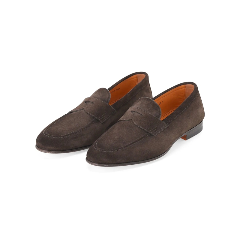 Santoni Schnürschuhe Loafers aus Veloursleder braun