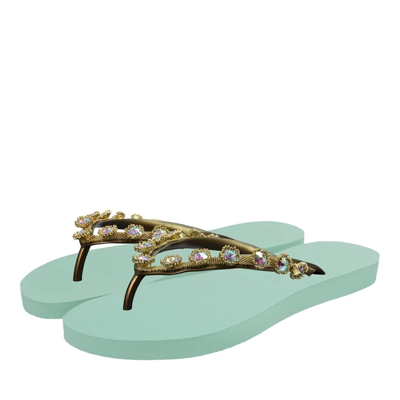 UZURII Flip Flops Zehentrenner Black Crocodile Switch High Heel mintgrün(Image 2)
