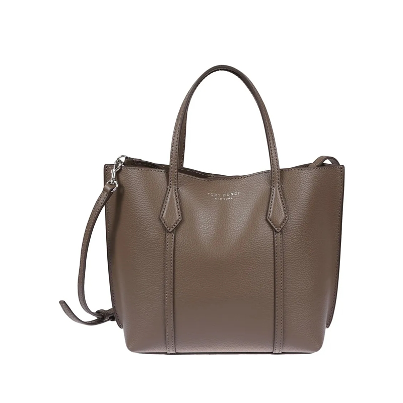 Tory Burch Fourre-tout Perry Textured Leather Handbag Brown