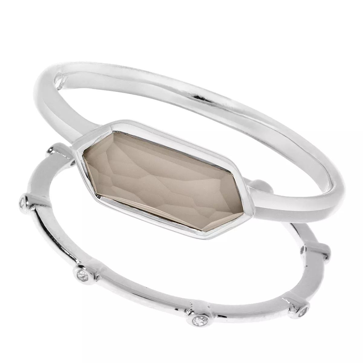 Leaf Ring - Ring Set Cube, grey agate, silver rhodium plate - Gr. 52 - in Grau - für Damen