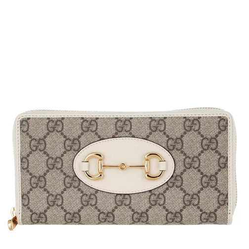 Gucci Horsebit Wallet Leather Ebony/White Portemonnaie mit Zip-Around-Reißverschluss